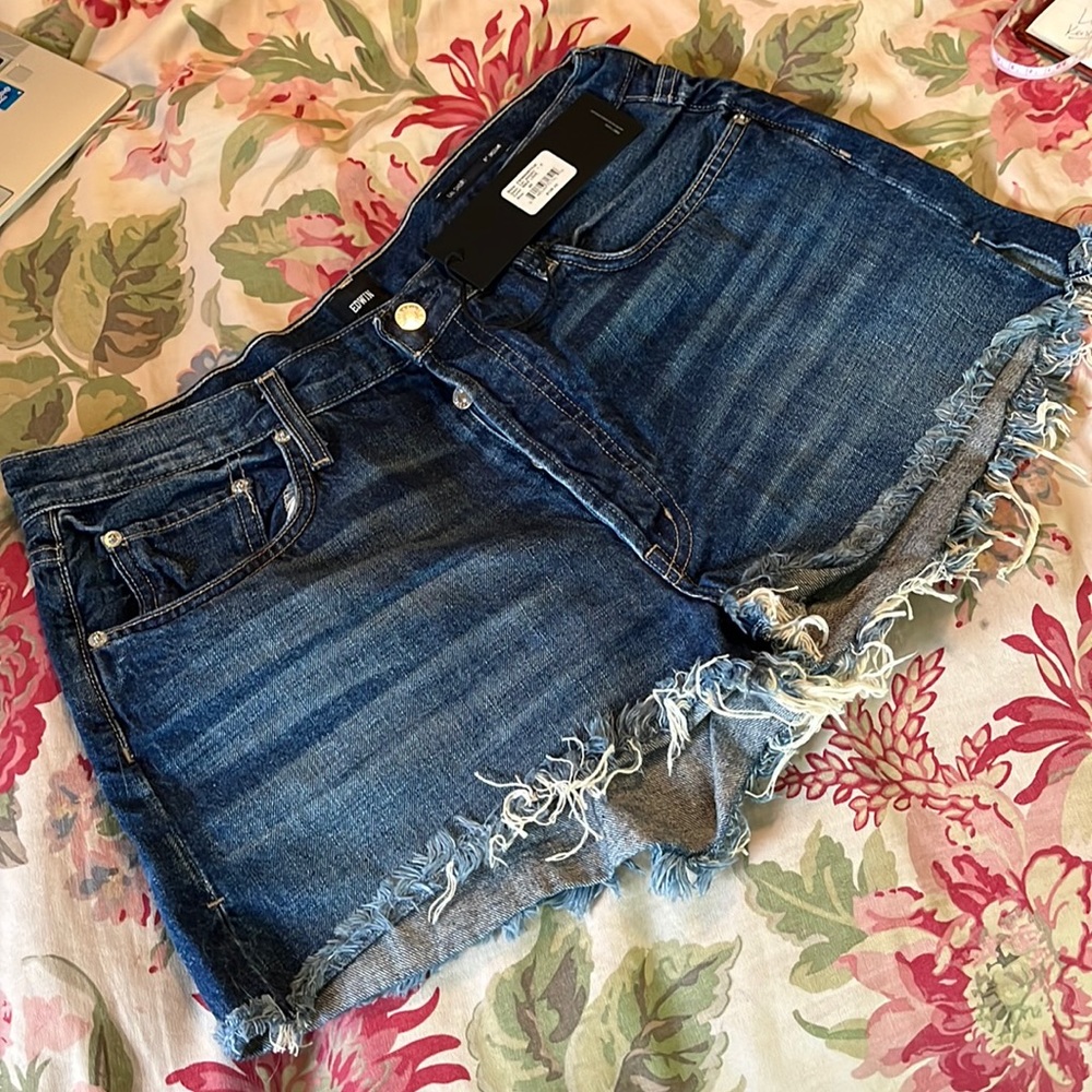 EDWIN Size USA 33 CAI Cutoff Jean 5-Pkt Fray Hem Broken-In Look Classic $128 NEW
